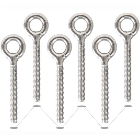 6 Pack M10 304 Anneaux en Acier Inoxydable Soudés Fermés Boulons à Oeil de Tige Filetée Résistant à La Corrosion-Vis à œil