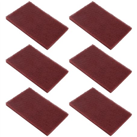 BokWin Scotch Brite 7447 Lot de 6 patins abrasifs à main très fins pour usage général Rouge 200 x 125 mm