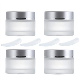 4 Pièces 50g / 50ml Contenant Cosmétique Vide Verre Transparente Petite Pots avec Mini Spatule pour Crème/Échantillons/Poudre/Lo
