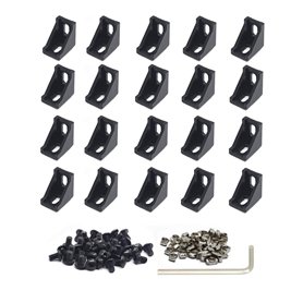 Iverntech Lot de 20 raccords de plaque de connexion avec 40 écrous en T M5 + 40 vis M5 + 1 clé pour profilé d'aluminium extrudé
