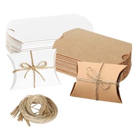 Hayaww 30 Pcs Sacs D'Oreiller En Papier Kraft Coffret Cadeau Sacs En Papier Kraft BoîTe-Cadeau Bricolage BoîTe à Oreillers Pour