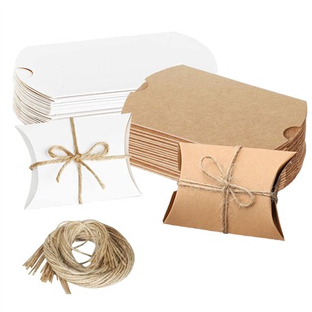 Hayaww 30 Pcs Sacs D'Oreiller En Papier Kraft Coffret Cadeau Sacs En Papier Kraft BoîTe-Cadeau Bricolage BoîTe à Oreillers Pour