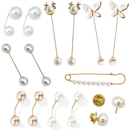 Canzoon Broche Perle Artificielle 15Pcs Broche Femme Pull Clip Cardigan Pour La Fixation De Pull Châles Et Robes Épingles De Sûr