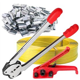 tendeur de cerclage + scellant de cerclage + ceinture d'emballage de 100 m + 50 clips de cerclage pour palette