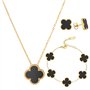 Ensemble De Bijoux Trèfle À Quatre Feuilles 18k Plaqué Trèfle À Quatre Feuilles Collier Boucles D'oreilles Bijoux Trèfle À Quatr