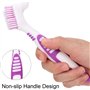 LacyMC Lot de 2 Brosse à Dents Dentier,Brosse portable double face pour le nettoyage des fausses dents(Orange et Violet)