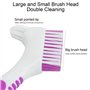 LacyMC Lot de 2 Brosse à Dents Dentier,Brosse portable double face pour le nettoyage des fausses dents(Orange et Violet)
