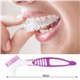 LacyMC Lot de 2 Brosse à Dents Dentier,Brosse portable double face pour le nettoyage des fausses dents(Orange et Violet)