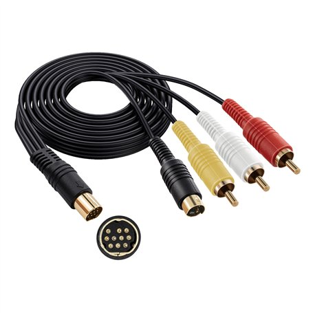Mcbazel Câble d'adaptateur de télévision composite audio S-AV plaqué or pour Sega Saturn