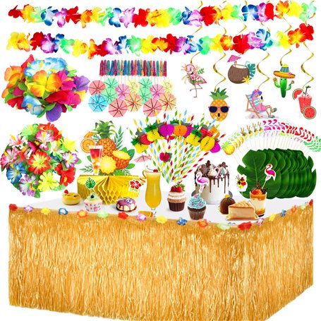 Chennyfun 102PCS Décoration de fête Tropicale hawaïenne