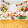 Chennyfun 102PCS Décoration de fête Tropicale hawaïenne,Hawaïenne Luau Table Jupe, Feuilles de Palmier,Fleurs hawaïennes,Pailles