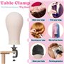 YIAE Tête perruque en toile(58,5cm), Tête pour perruque avec trépied jeu, tete mannequin tête à coiffer enfant comprend des acce