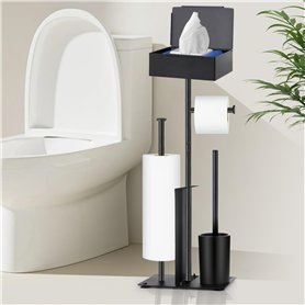 GUIGUZI Porte-papier toilette debout avec brosse WC en acier inoxydable avec boîte à lingettes humides