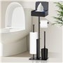 GUIGUZI Porte-papier toilette debout avec brosse WC en acier inoxydable avec boîte à lingettes humides