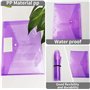 Uni-Fine Lot de 12 porte-documents A4, 4 couleurs avec bouton pression pour organiser des documents, pochette transparente en pl