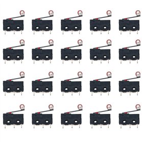 Youmile 20Pack Micro-levier à levier à galet CA 3 broches 5A 125 250V SPDT 1NO 1NC Bornes momentanées pour carte de circuit impr