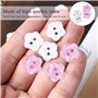 TRKETK 100 Pièces Boutons en Forme de Fleur de Prunier, Boutons Floraux à 2 Trous Boutons de Décoration de Vêtements Bouton en R