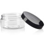 Lot de 6 bocaux vides en plastique transparent à large goulot avec couvercles noirs - 250 ml - Pour maquillage, crème, lotion, f