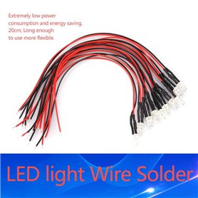 Garosa 10pcs 12v 3mm Diode Ampoule LED diode électroluminescente LED câblé multicolore câble de lumière LED à économie d'énergie
