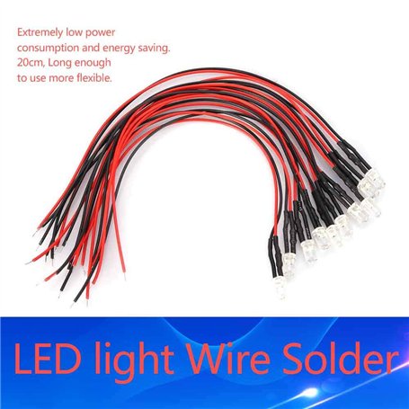 Garosa 10pcs 12v 3mm Diode Ampoule LED diode électroluminescente LED câblé multicolore câble de lumière LED à économie d'énergie