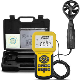 Anémomètre Numérique Portable CFM Pro Anémomètre HVAC Compteur de Vitesse du Vent avec Rétro-éclairage Fonctions Max/Min/MOY pou