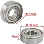 WANGZAIZAI 608 roulements à Billes ZZ, 20 pièces 8 mm x 22 mm x 7 mm en métal à Double Blindage roulements à Billes à Gorges Pro