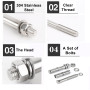 Lot de 10 boulons à expansion - Écrous hexagonaux - Ancrages de fixation robustes en acier inoxydable (M8 x 80 mm)
