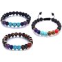 Hakkin - Lot de 264 Pierres Rondes Naturelles Améthyste, Amazonite avec Accessoires pour Fabrication de Bijoux, Bracelets - 8 mm