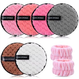 6 Pcs Coton Demaquillant Lavable et Bracelet de Lavage de Visage