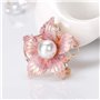 HSQYJ Broche en forme de fleur en émail plaqué or et perles - Style vintage - Broche tendance en alliage pour femme et fille, Cr