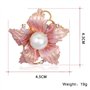 HSQYJ Broche en forme de fleur en émail plaqué or et perles - Style vintage - Broche tendance en alliage pour femme et fille, Cr