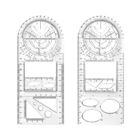 xnnmzhao Règle géométrique multifonctionnelle - Lot de 2 - Plastique transparent - Moderne - Outil de mesure - Règle de dessin -