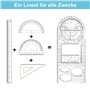 xnnmzhao Règle géométrique multifonctionnelle - Lot de 2 - Plastique transparent - Moderne - Outil de mesure - Règle de dessin -