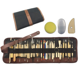 Wartoon 38Pack Outils de sculpture avec pochette réutilisable pour poterie en argile polymère Artisanat en céramique