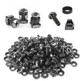 THATSRAD 50 PCS Vis et Ècrous à Cages M6 pour Baie de Serveur Rack 19" Pouces Vis M6 x 16mm en Acier au Carbone Nickelé Vis Armo