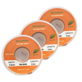 ShineNow No Clean Lot de 3 mèches à dessouder 2 mm x 3 m