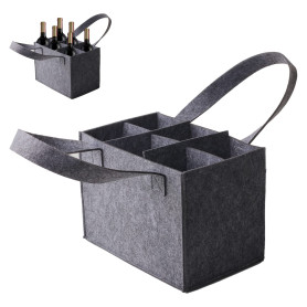 Gtwinsone Sac à Bouteilles en Feutre Sac Porte Bouteille Vin 1.5l avec 6 Compartiments + Poignée Sac de Rangement en Feutre Lava