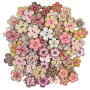 100pcs Multicolore de Bois Bouton Peinture de Fleurs Formes Boutons Rétro en Assorties Peinture de Fleurs Géométries Avec 2 trou