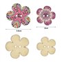 100pcs Multicolore de Bois Bouton Peinture de Fleurs Formes Boutons Rétro en Assorties Peinture de Fleurs Géométries Avec 2 trou
