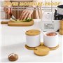 LEKEFETO Lot de 2 sucriers en porcelaine avec couvercle et cuillère : pots à épices en céramique, pot à sel, pots à épices avec 