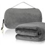 WANDGU Couverture de voyage ultra légère chaude : 127 x 152 cm Coussin Couverture 2 en 1