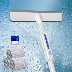 Nettoyeur de vitres 3 en 1 avec fonction spray et manche télescopique : LEKEFETO professionnel Kit de nettoyage double face pour
