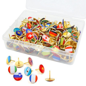 Lot de 200 punaises drapeau national : punaises décoratives LEKEFETO punaises décoratives pays carte punaises métal pins créatif