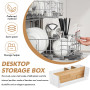 Nizirioo Organiseur de bureau avec 4 compartiments | Boîte de rangement transparente pour stylos, trombones et petites pièces | 