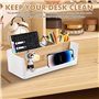 Nizirioo Organiseur de bureau avec 4 compartiments | Boîte de rangement transparente pour stylos, trombones et petites pièces | 