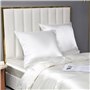 Teamllong Satin Housse de Couette 220x240 Blanc, 3 Pièces Couleur Pure Satinée Parure de Lit Adulte 2 Personnes Luxe Lisse Doux 