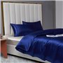 Teamllong Satin Housse de Couette 200x200 Bleu, 3 Pièces Couleur Pure Satinée Parure de Lit Adulte 2 Personnes Luxe Lisse Doux S