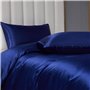 Teamllong Satin Housse de Couette 200x200 Bleu, 3 Pièces Couleur Pure Satinée Parure de Lit Adulte 2 Personnes Luxe Lisse Doux S