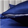 Teamllong Satin Housse de Couette 200x200 Bleu, 3 Pièces Couleur Pure Satinée Parure de Lit Adulte 2 Personnes Luxe Lisse Doux S