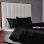 Teamllong Satin Housse de Couette 200x200 Noir, 3 Pièces Couleur Pure Satinée Parure de Lit Adulte 2 Personnes Luxe Lisse Doux S